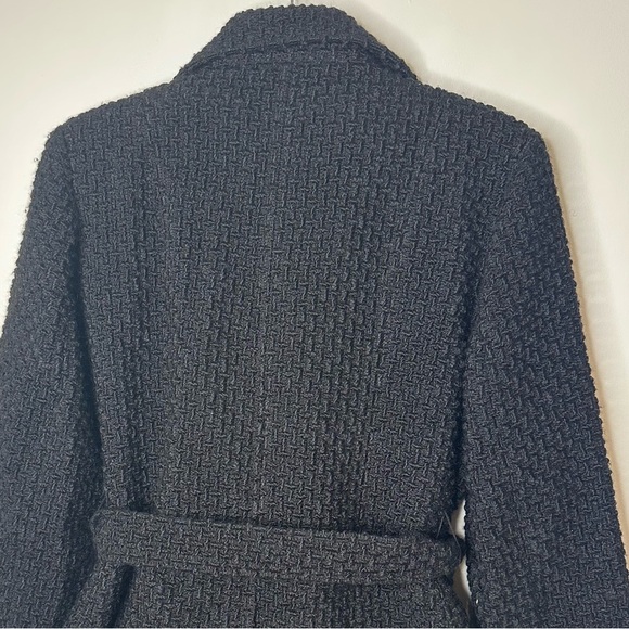Calvin Klein Wool Knit Pea Coat Belt Warm Pockets Collar size 12p - Picture 8 of 12